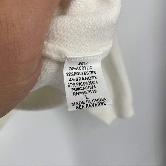 Cloud Ten white knit sweater top Sz L - Picture 3 of 6